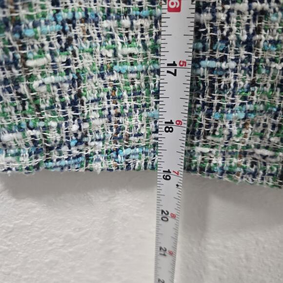 ZARA Short-Sleeve Tweed Crop Top Shirt Women’s Size S Green Blue White Bouclé... - Picture 7 of 10